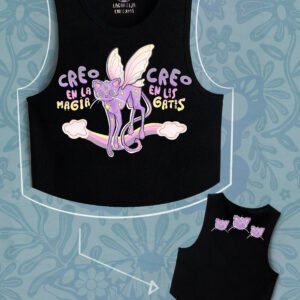 "Creo en la Magia, creo en los gatxs" (Crop top sin mangas)