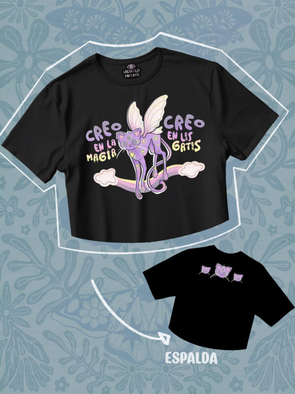 Crop Top "Creo en la magia, creo en lxs gatxs"