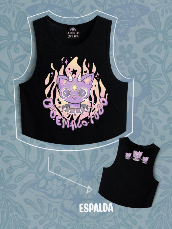 Crop Top sin mangas "Quémalo Todo"